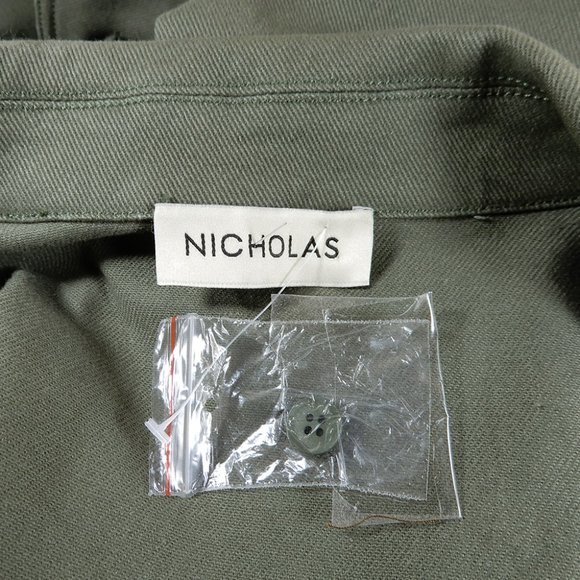 NICHOLAS Ashton Belted Drill Mini DRESS Size 6 Moss Green Twill Cotton NEW - Picture 5 of 10